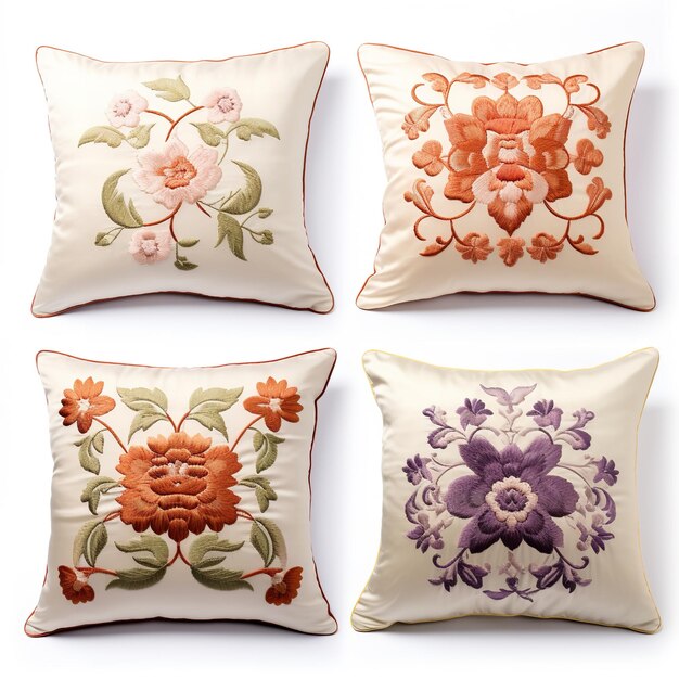 Kolekcja poduszek z haftem